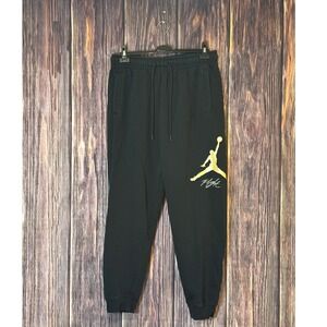 Jordan Flight Essentials Sweatpants Mens Black Gold Fleece Jogger FD7345-011